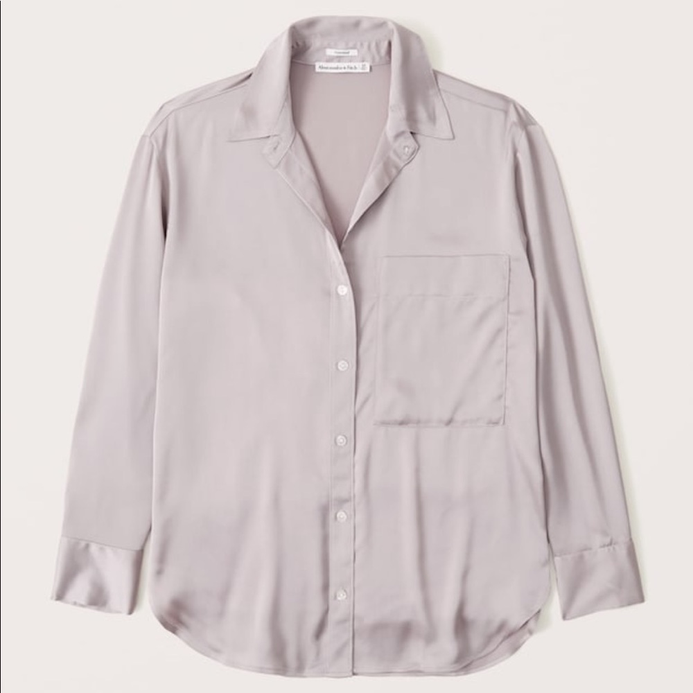 Abercrombie Oversized Satin Button-Up Shirt